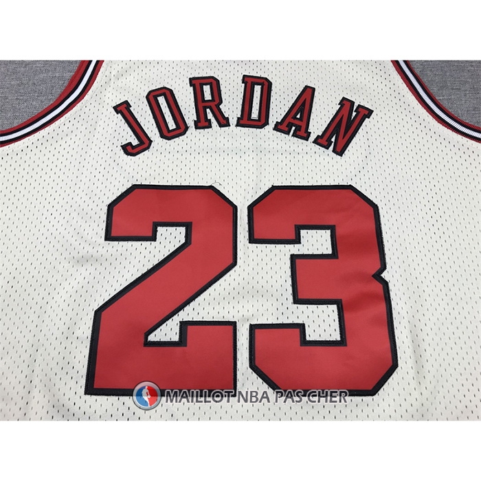 Maillot Chicago Bulls Michael Jordan NO 23 Mitchell & Ness Chainstitch Creme